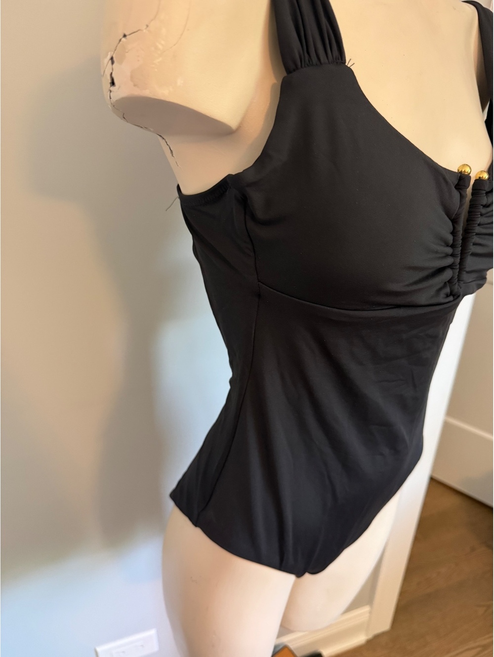 BECCA by Rebecca Virtue Black Plunge One Piece Swimsuit Medium - Picture 4 of 10